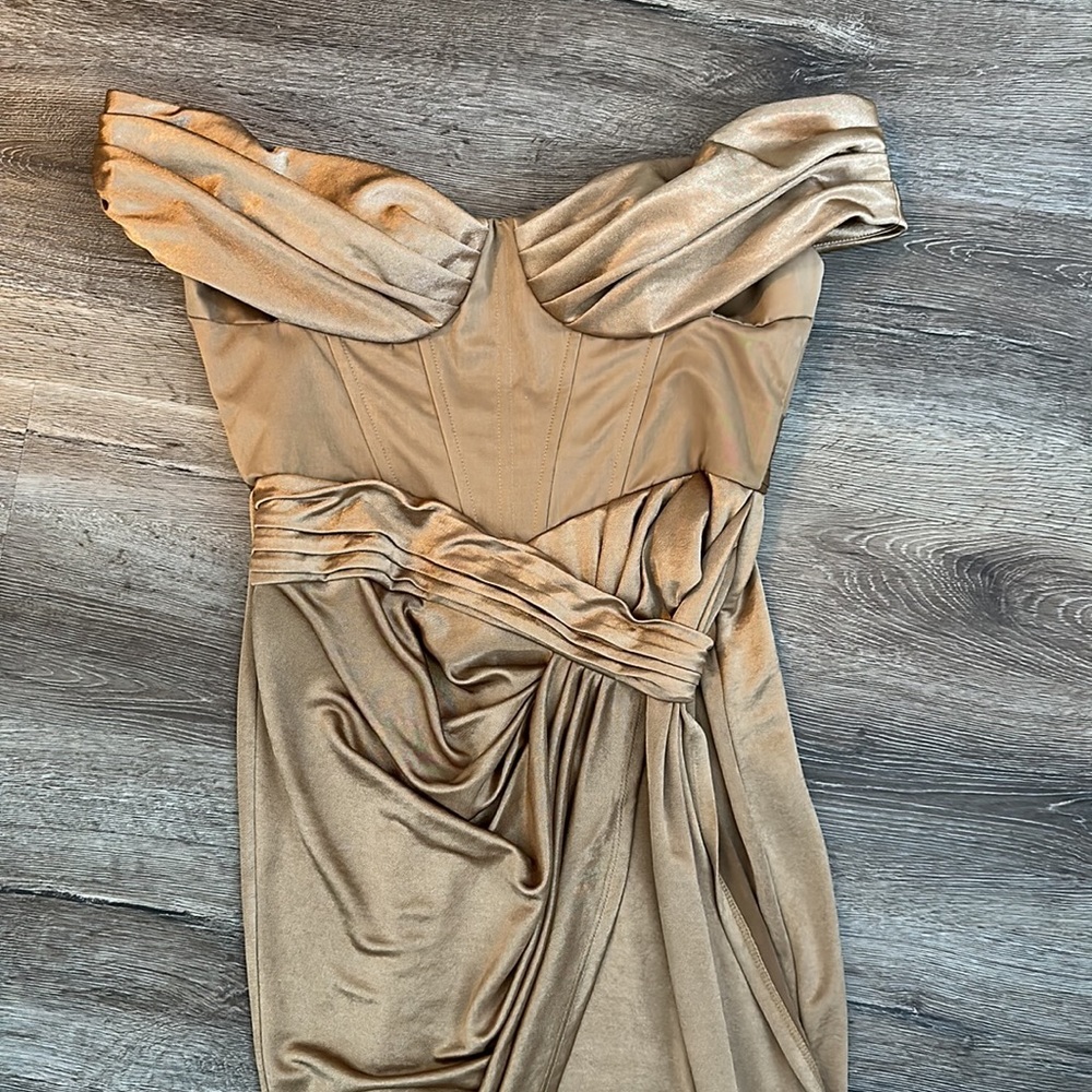 NWT ASOS Bronze Midi Corset Dress - Picture 7 of 8
